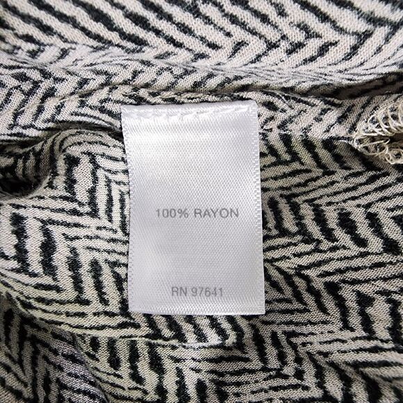 J Jill Womens Top Size XS Herringbone Button Tie Long Sleeve Black Tan V Neck - Picture 10 of 12